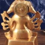 Brass Panchmukhi Hanuman Golden Statue | 8" x 6.5" x 2.6" (20.3 x 16.5 x 6.6 cm) | 2.12 kg Five-Faced Sacred Art | Meditation Murti